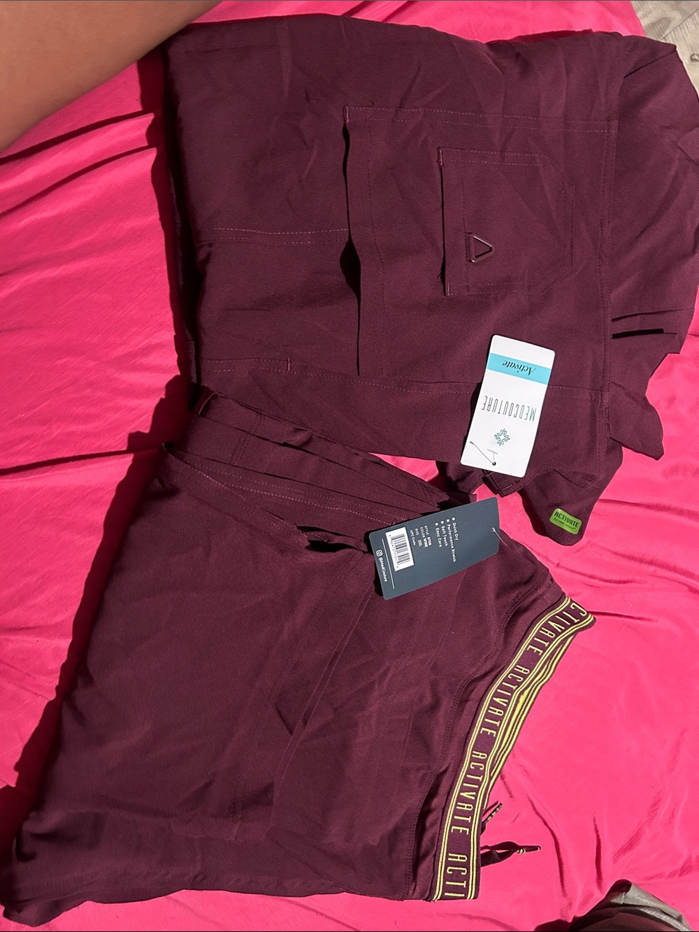 Med Couture Women's Burgundy Track Jogger Pants with Branded Trim SIZE 2xl